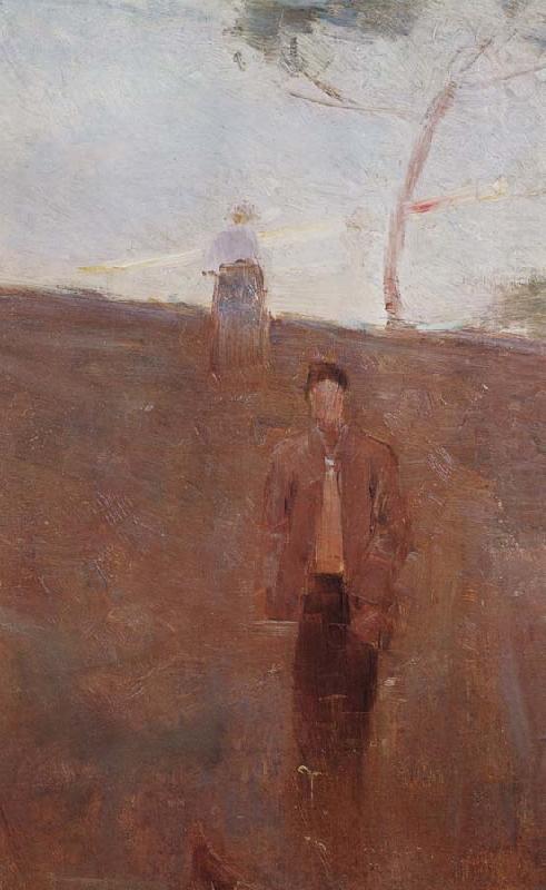 Arthur streeton Figures on a hillside,twilight oil painting picture
